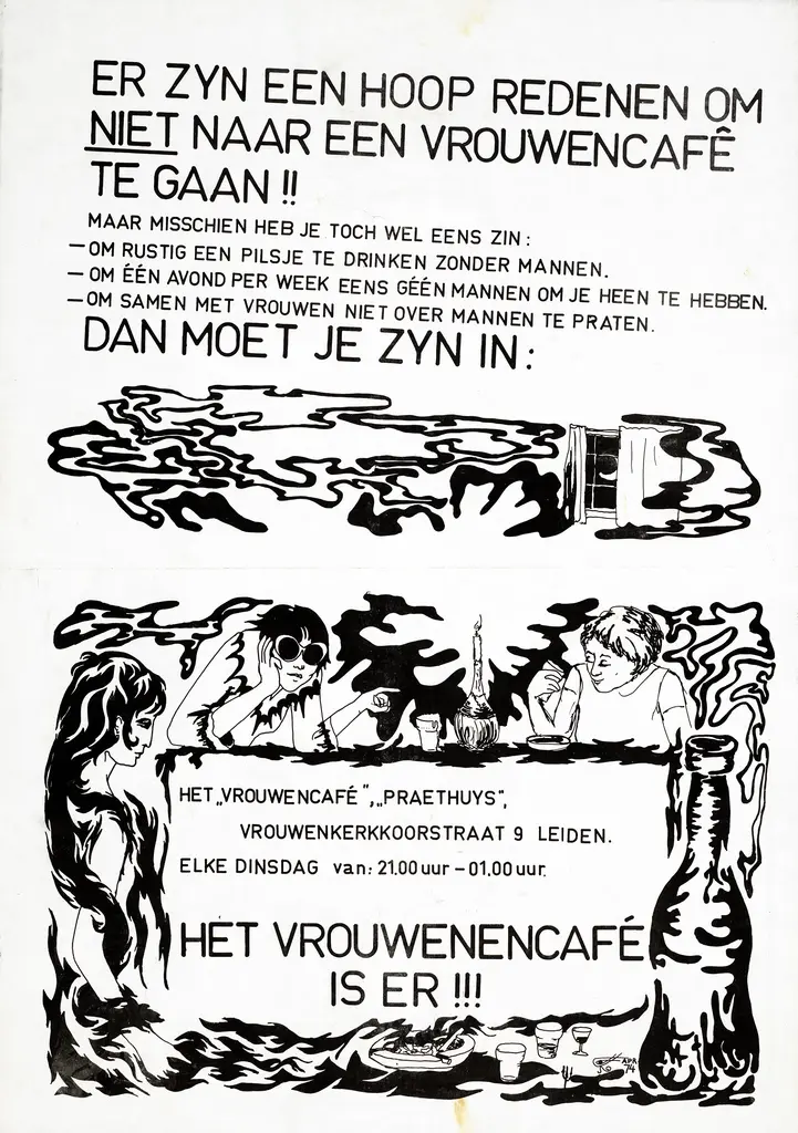 Reclame voor het vrouwencafé Praethuys